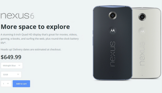 Nexus 6, διαθέσιμο από το website της Motorola