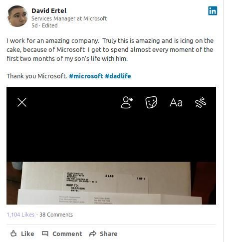 Η ανάρτηση του εργαζομένου στη Microsoft, Ντέιβιντ Ερτέλ.